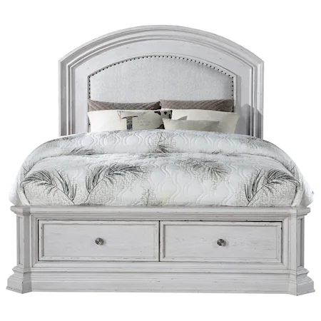 Cottage Upholstered King Bed with Storage